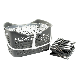 PANIER GALET 100% RECYCLE+12 PINCES A LINGES EN PLASTIQUE
